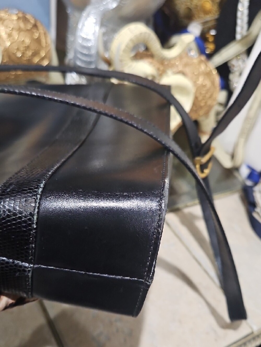 Vintage Salvatore Ferragamo Leather Black Shoulder Bag w/Gold Hardware & COA - Picture 14 of 16